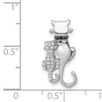 14k White Gold White and Black Diamond Big and Little Cats Chain Slide