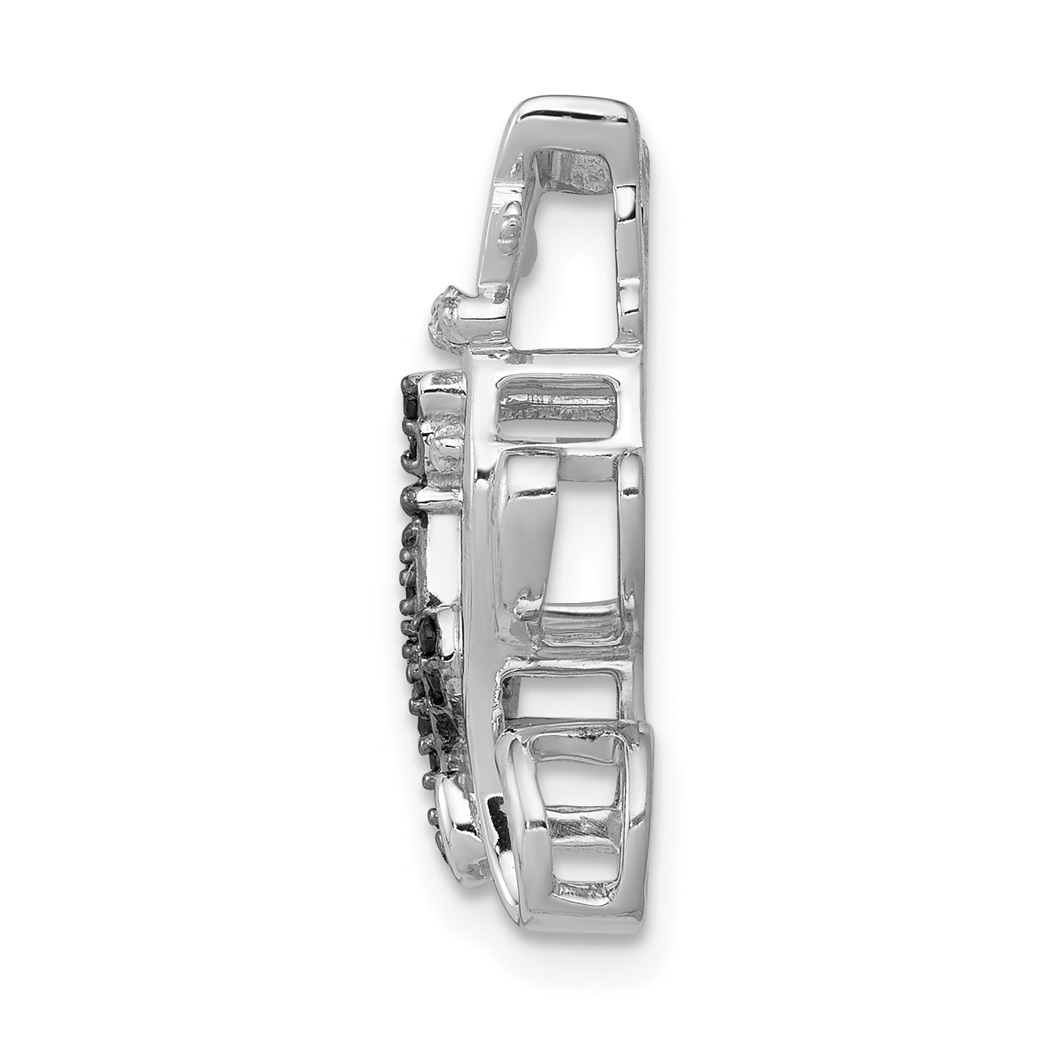14k White Gold Black and White Diamond Big and Little Cats Chain Slide Secondary image