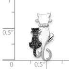 14k White Gold Black and White Diamond Big and Little Cats Chain Slide