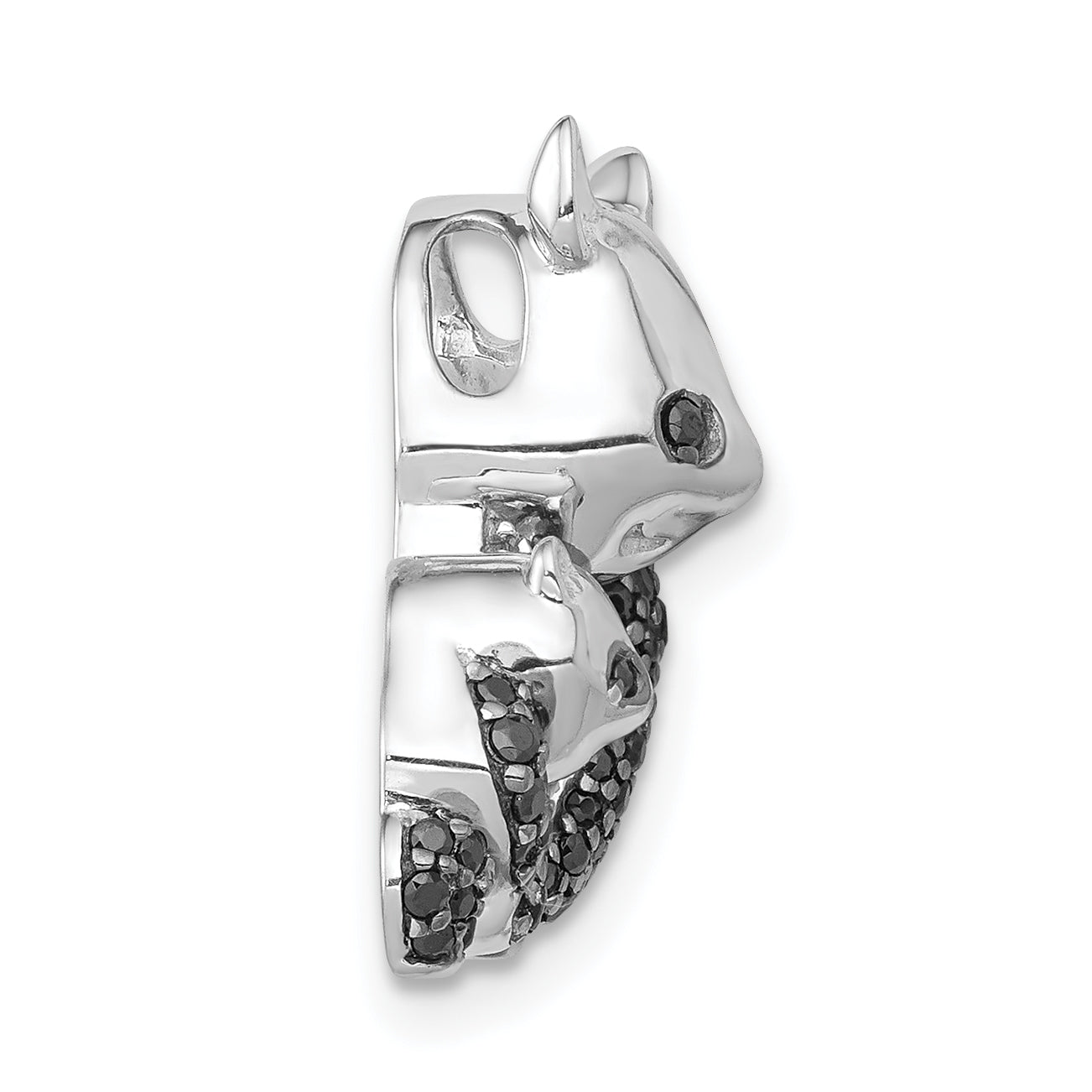 14k White Gold 3/8 carat Black Diamond Pandas Chain Slide Secondary image
