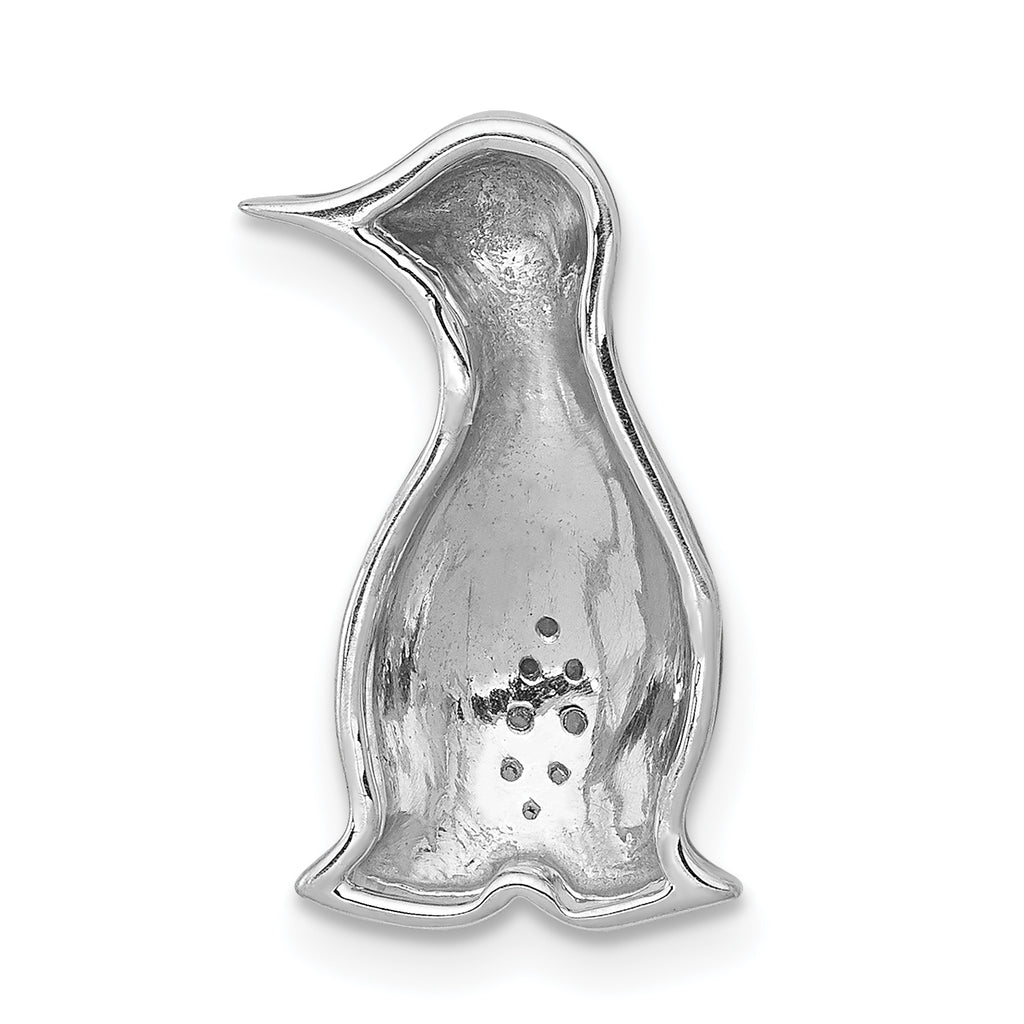 14k White Gold with Black Rhodium Diamond Penguin Chain Slide