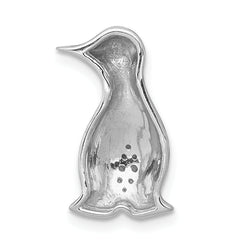 14k White Gold with Black Rhodium Diamond Penguin Chain Slide