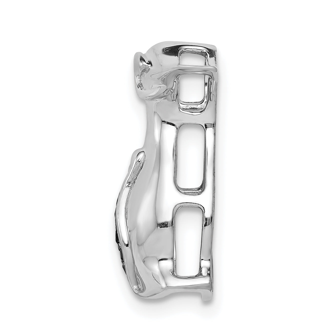 14k White Gold Black Diamond Penguin Chain Slide