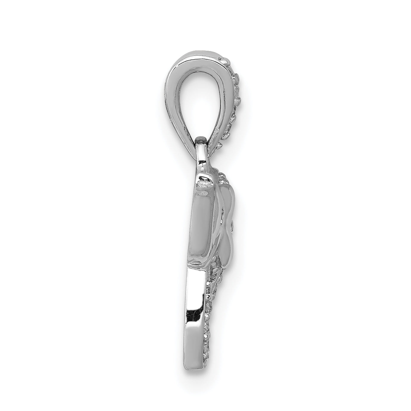 14k White Gold 1/6 carat Diamond Elephant Pendant Secondary image