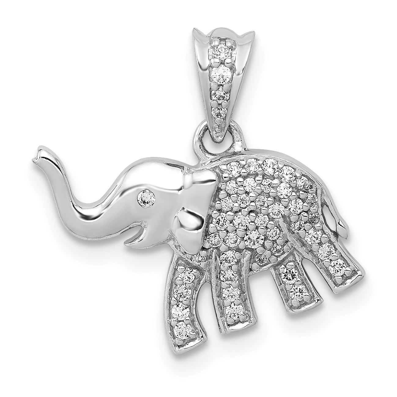 14k White Gold 1/6 carat Diamond Elephant Pendant Main image