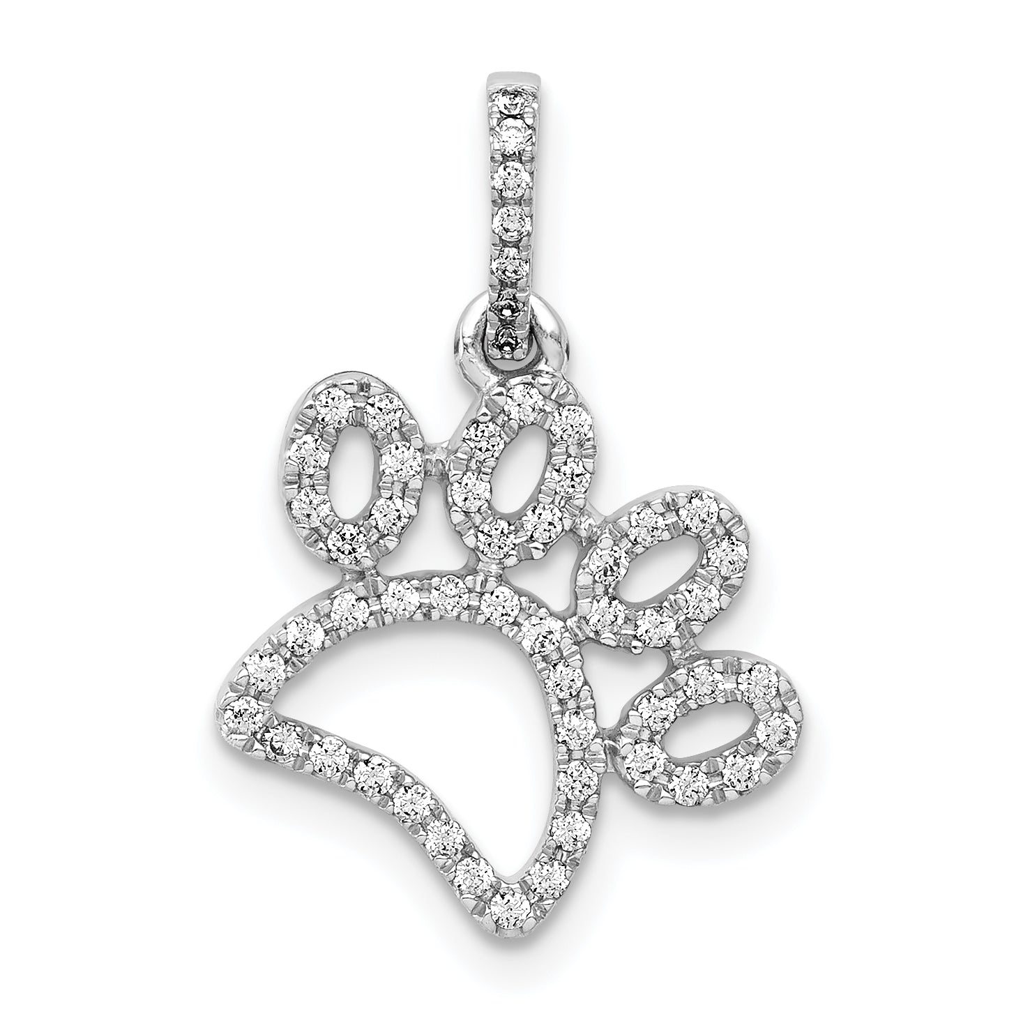 14k White Gold 1/4 carat Diamond Paw Print Pendant Main image