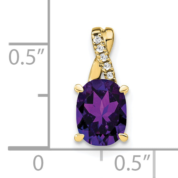 10k Oval Amethyst and Diamond Pendant Secondary image