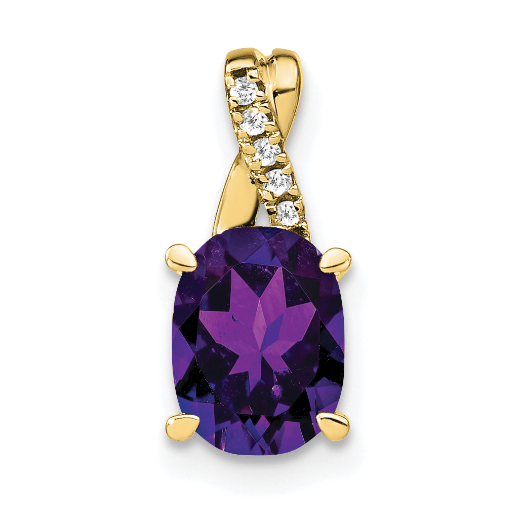 10k Oval Amethyst and Diamond Pendant Main image