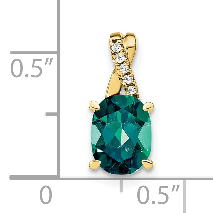10k Oval Created Alexandrite and Diamond Pendant Secondary image