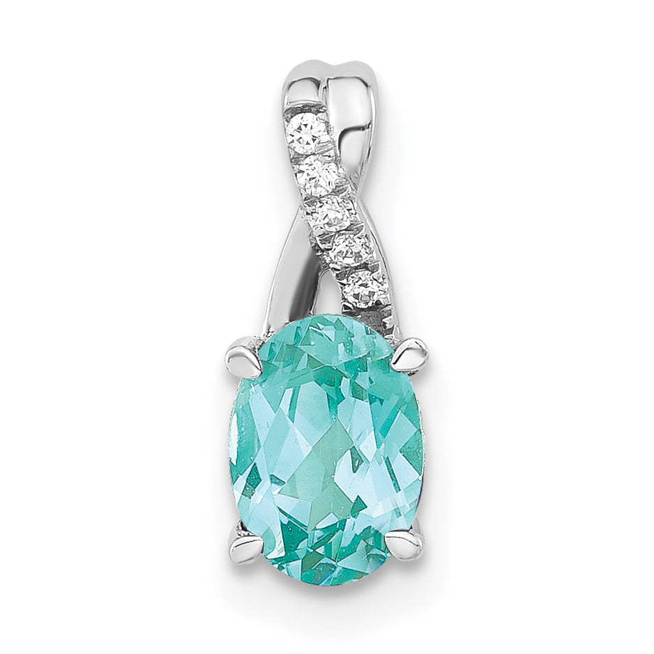 Pure Serenity 14k White Gold .03 carat Lab Grown Diamond VS/SI+ G+ and Lab Created Paraiba Teardrop Pendant Main image