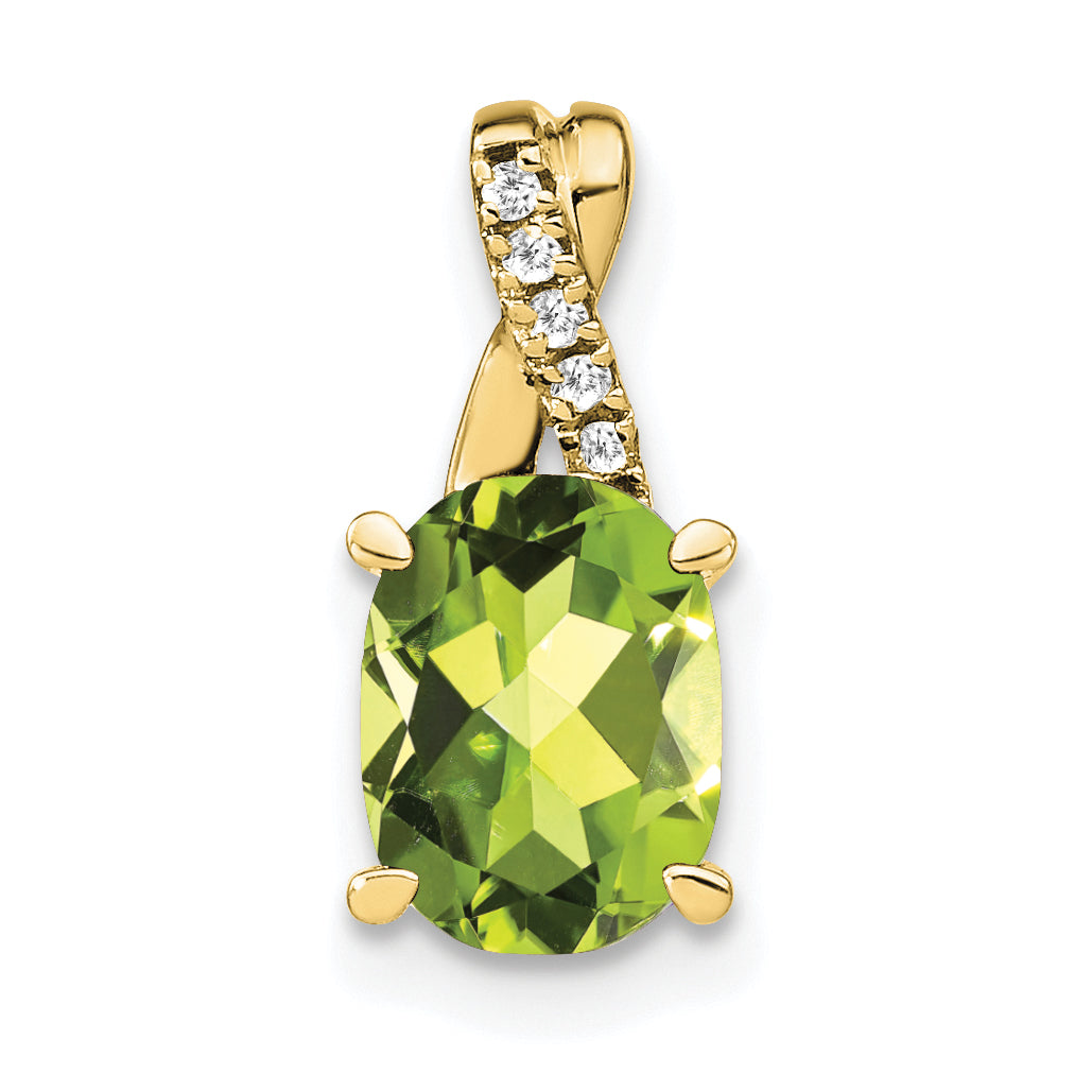 10k Oval Peridot and Diamond Pendant Main image