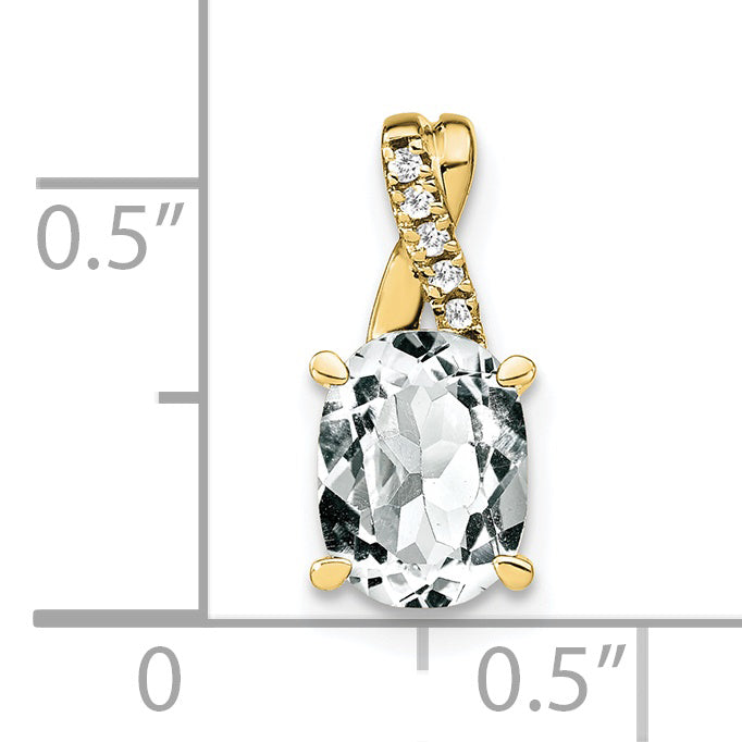 10k Oval White Topaz and Diamond Pendant Secondary image