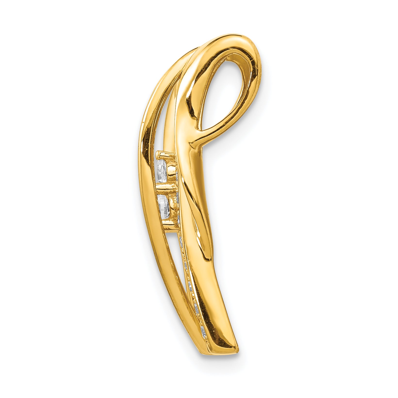 14k 3/8 carat Lab Grown Diamond VS/SI+ G+ Fashion Curve Bar Chain Slide Pendant Secondary image