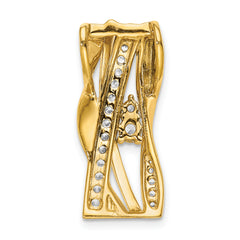 14k 3/8 carat Lab Grown Diamond VS/SI+ G+ Fashion Curve Bar Chain Slide Pendant