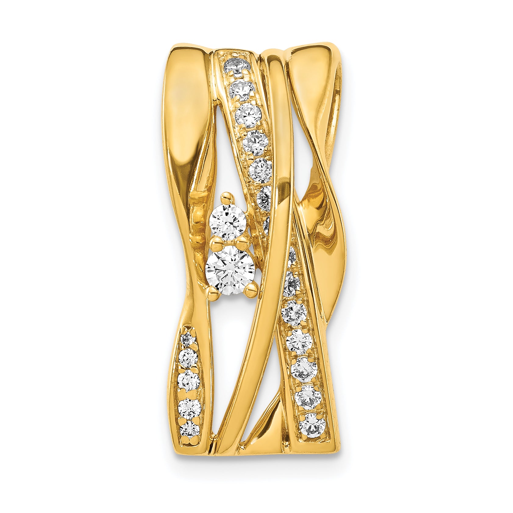 14k 3/8 carat Lab Grown Diamond VS/SI+ G+ Fashion Curve Bar Chain Slide Pendant