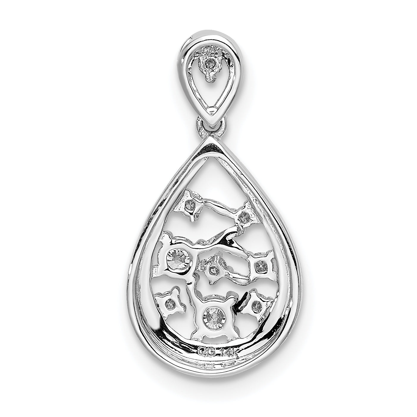14k White Gold 1/5 carat Lab Grown Diamond VS/SI+ G+ Complete Cluster Double Teardrop Pendant