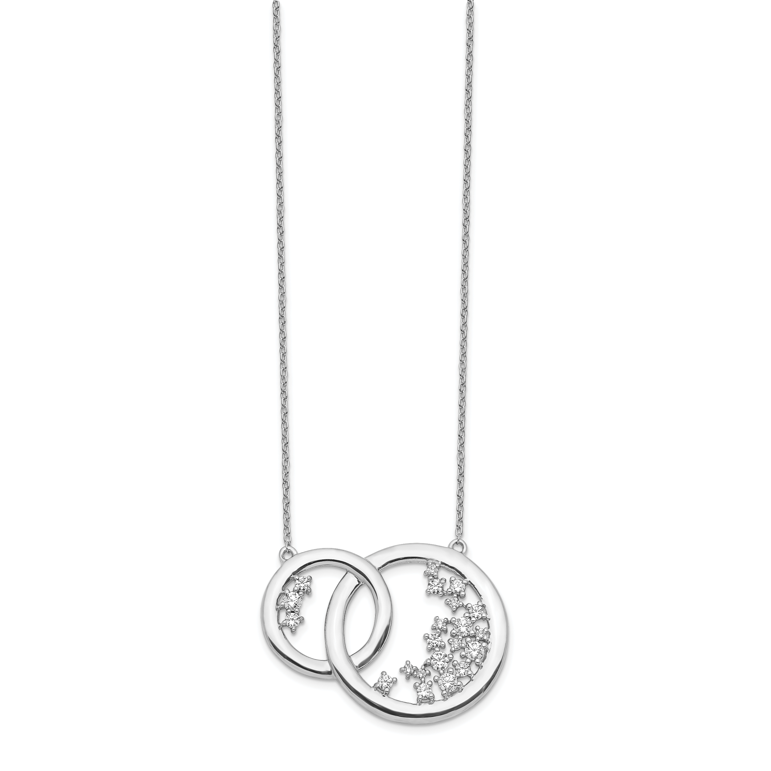 14k White Gold 3/4 carat Lab Grown Diamond VS/SI+ G+ Complete 17.75 inch Interlocking Circle Necklace Secondary image