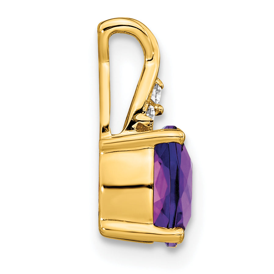 10k Checkerboard Amethyst and Diamond Pendant Secondary image