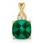 10k Checkerboard Created Emerald and Diamond Pendant
