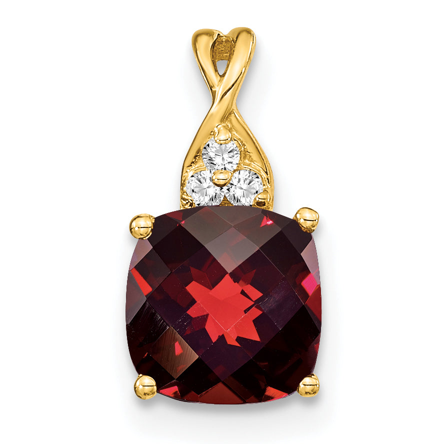 10k Checkerboard Garnet and Diamond Pendant Main image