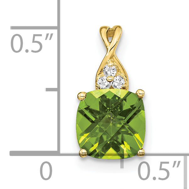 10k Checkerboard Peridot and Diamond Pendant Secondary image