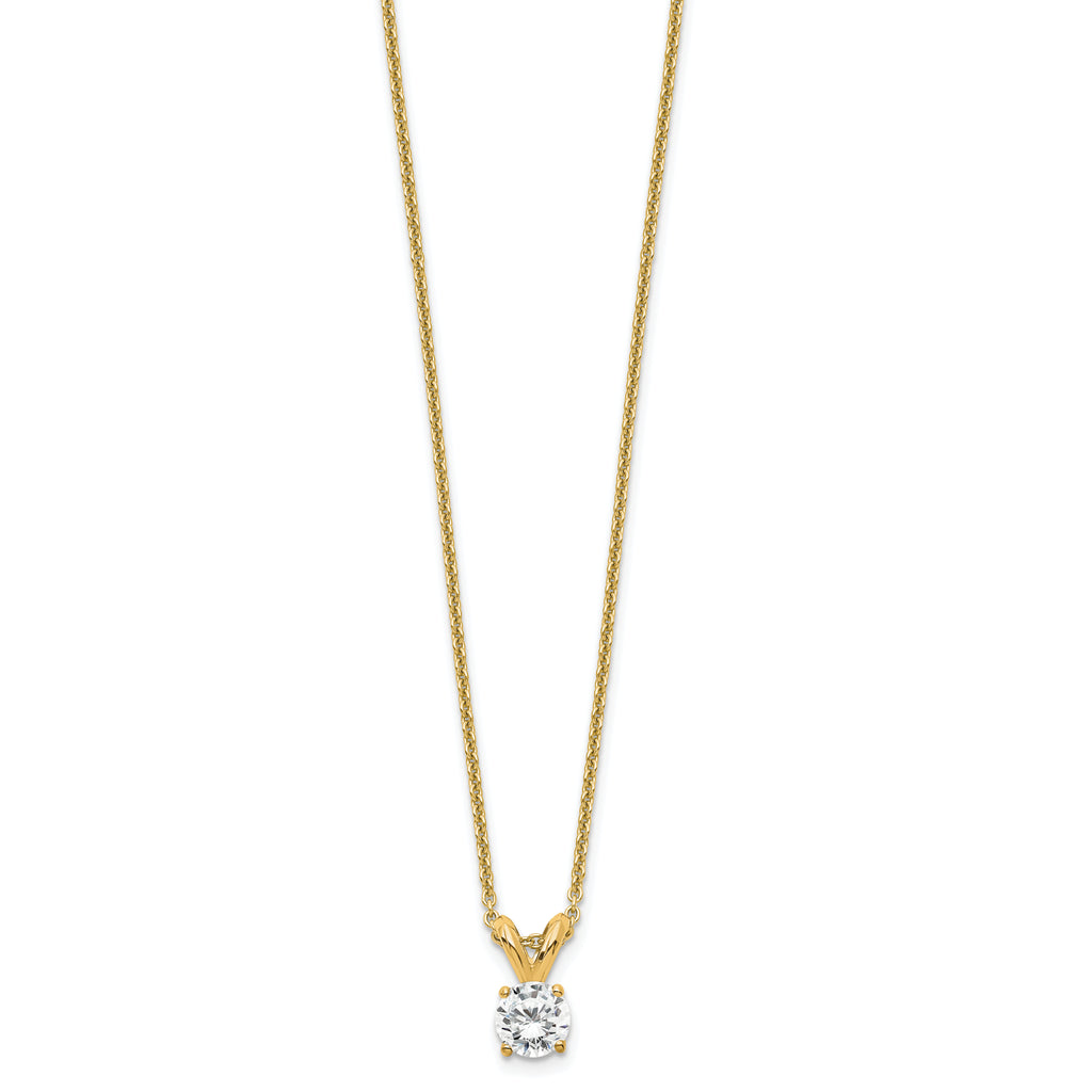 14k 1/4 carat Certified Lab Grown Diamond VS+ F+ Round Complete Four Prong 18 inch Solitaire Pendant Necklace