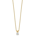 14k 1/4 carat Certified Lab Grown Diamond VS+ F+ Round Complete Four Prong 18 inch Solitaire Pendant Necklace