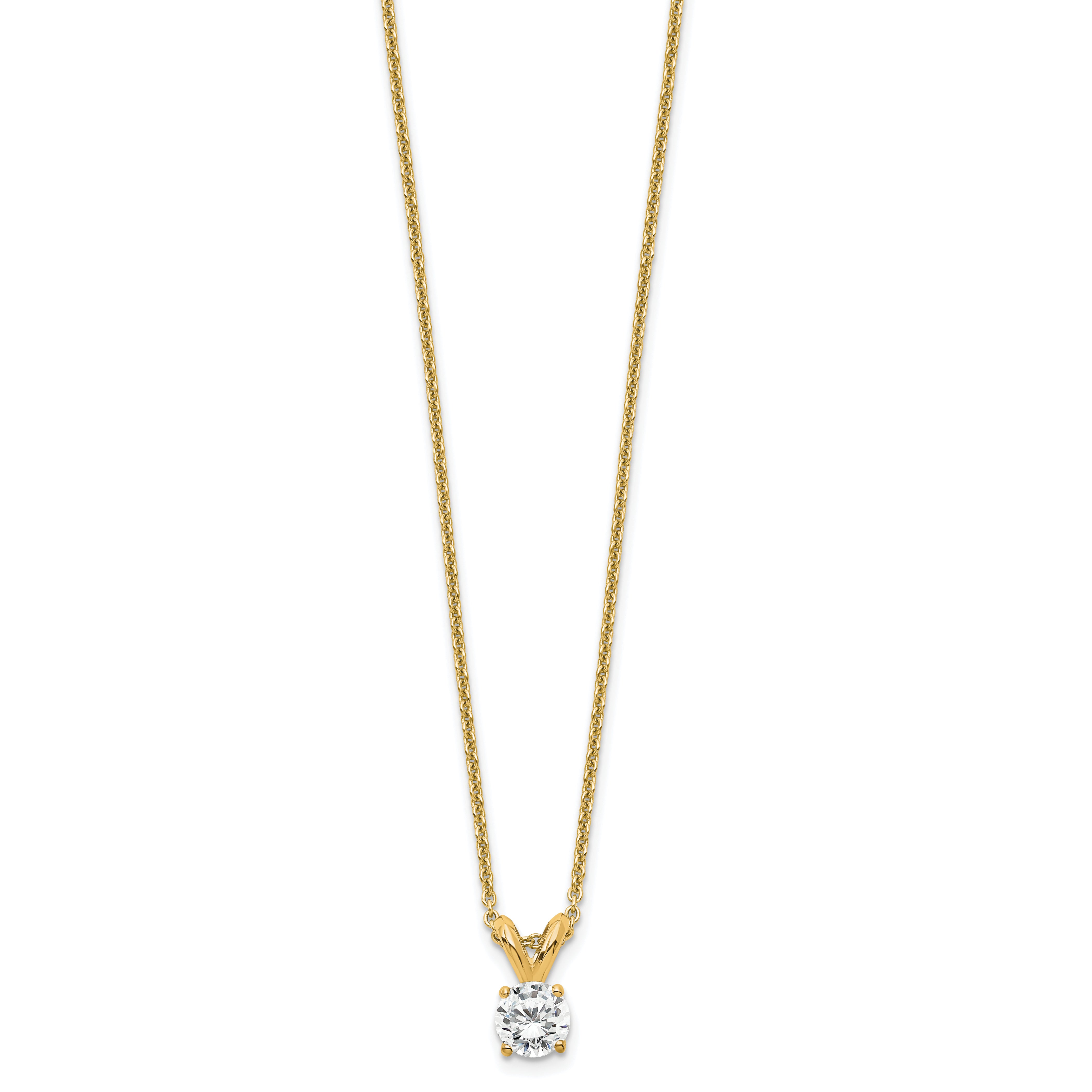 14k 1/4 carat Lab Grown Diamond VS+ F+ Round Complete Four Prong 18 inch Solitaire Pendant Necklace