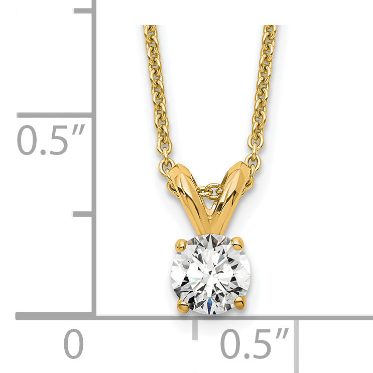 14k 1/4 carat Lab Grown Diamond VS+ F+ Round Complete Four Prong 18 inch Solitaire Pendant Necklace