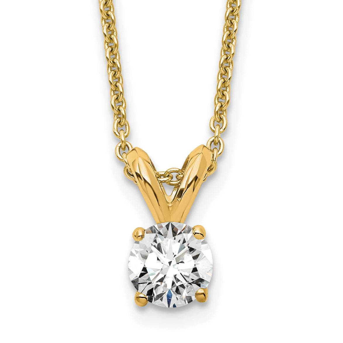 14k 1/4 carat Lab Grown Diamond VS/SI+ G+ Round Complete Four Prong 18 inch Solitaire Pendant Necklace Main image