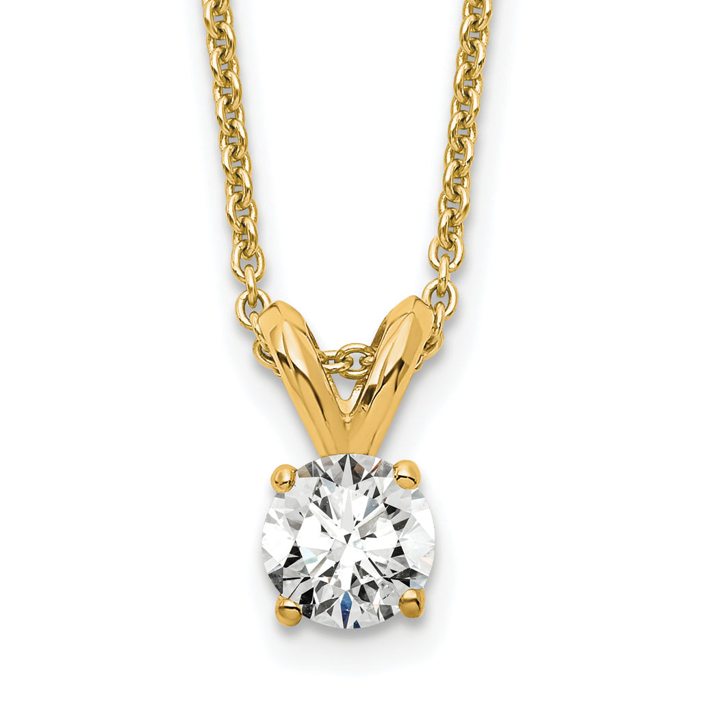 14k 1/4 carat Lab Grown Diamond VS/SI+ G+ Round Complete Four Prong 18 inch Solitaire Pendant Necklace