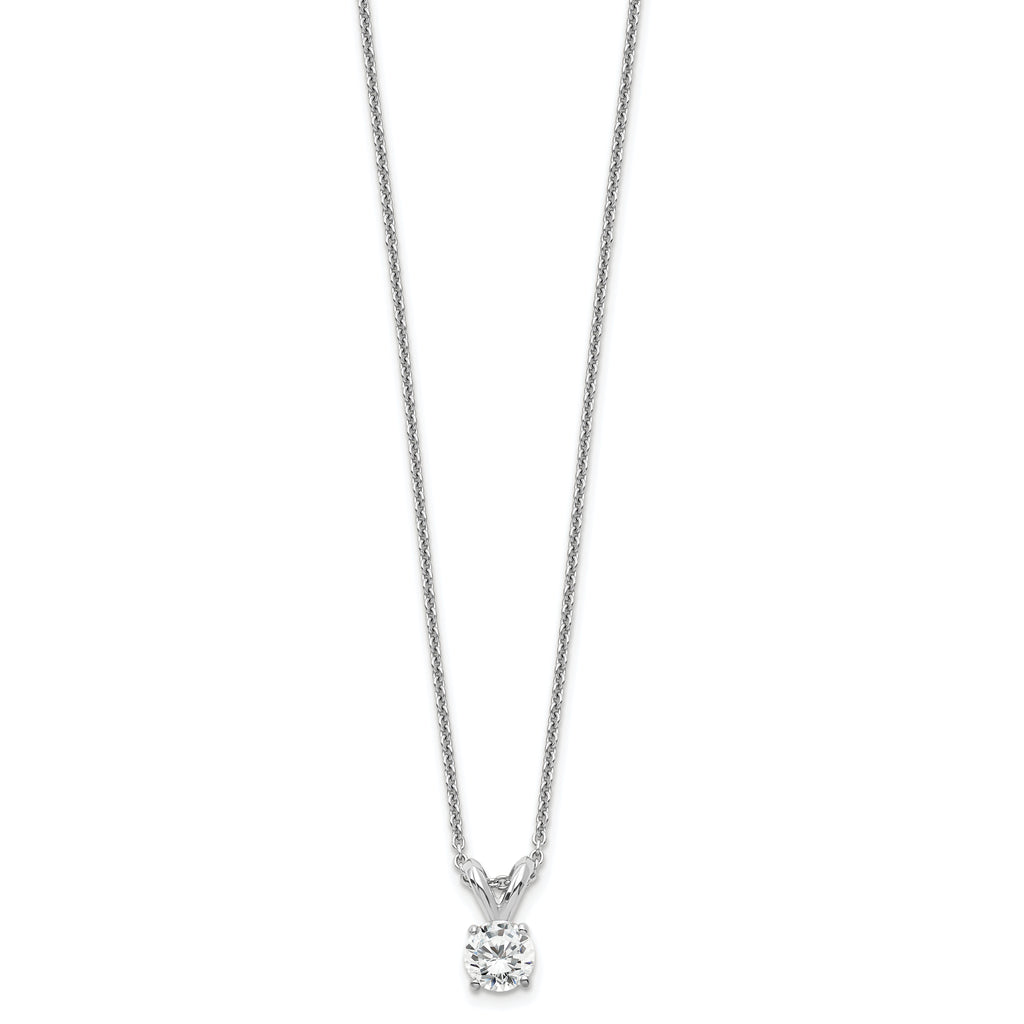 14k White Gold 1/4 carat Certified Lab Grown Diamond VS+ F+ Round Complete Four Prong 18 inch Solitaire Pendant Necklace