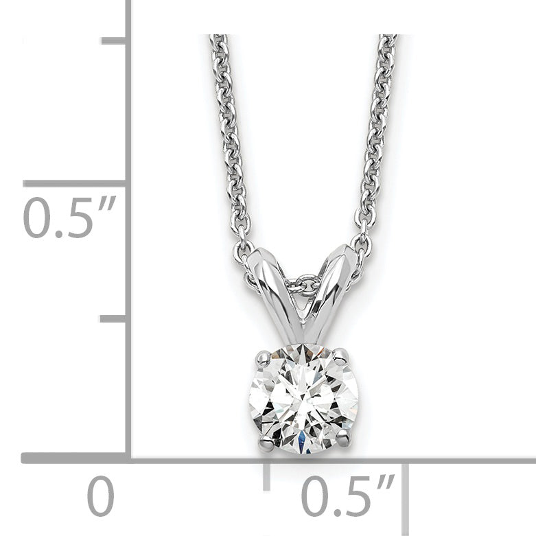 14k White Gold 1/4 carat Certified Lab Grown Diamond VS+ F+ Round Complete Four Prong 18 inch Solitaire Pendant Necklace