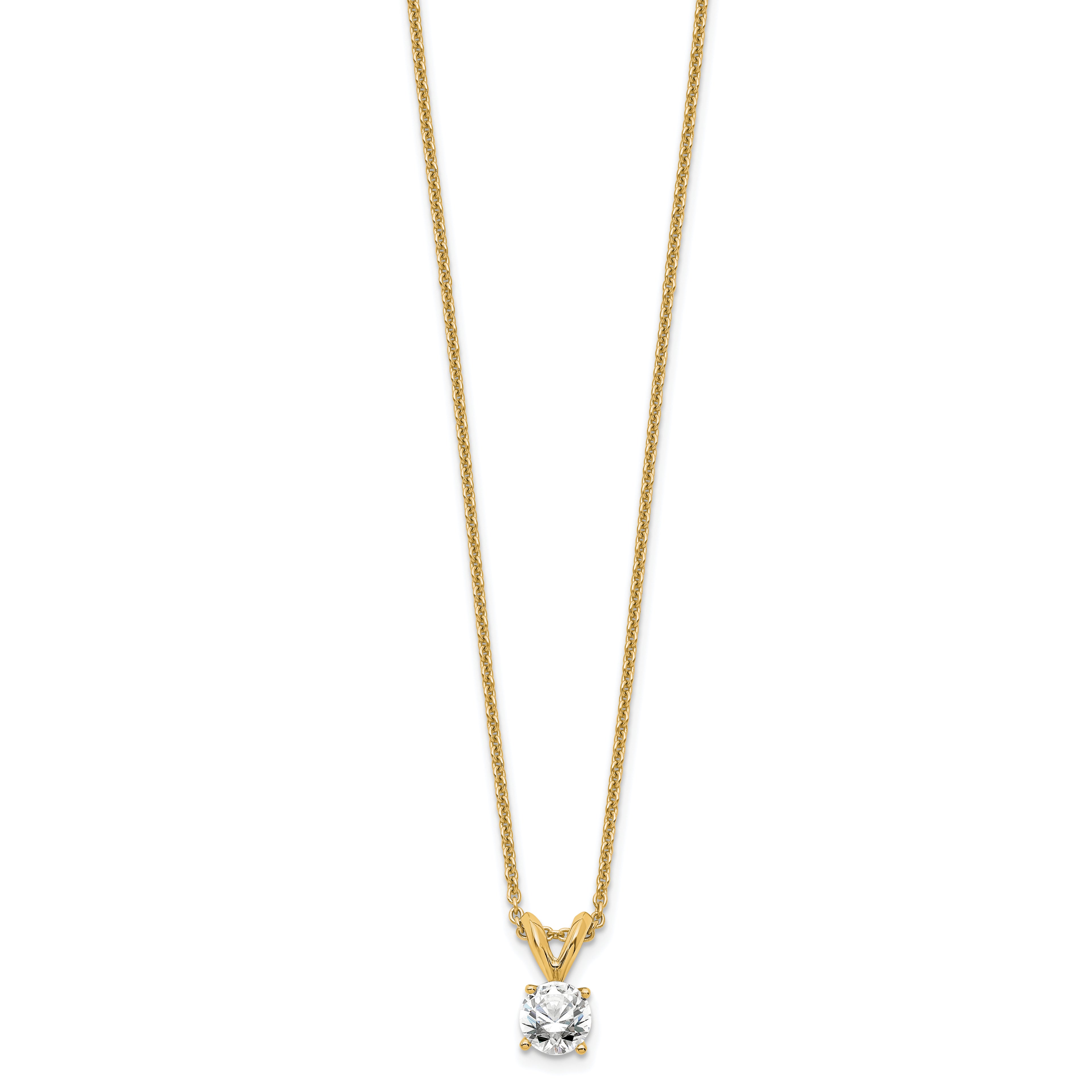 14k 1/3 carat Lab Grown Diamond VS+ F+ Round Complete Four Prong 18 inch Solitaire Pendant Necklace