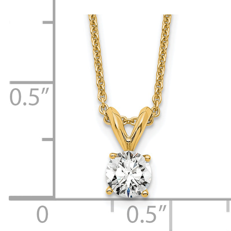 14k 1/3 carat Lab Grown Diamond VS+ F+ Round Complete Four Prong 18 inch Solitaire Pendant Necklace