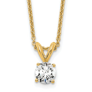 14k 1/3 carat Certified Lab Grown Diamond VS+ F+ Round Complete Four Prong 18 inch Solitaire Pendant Necklace