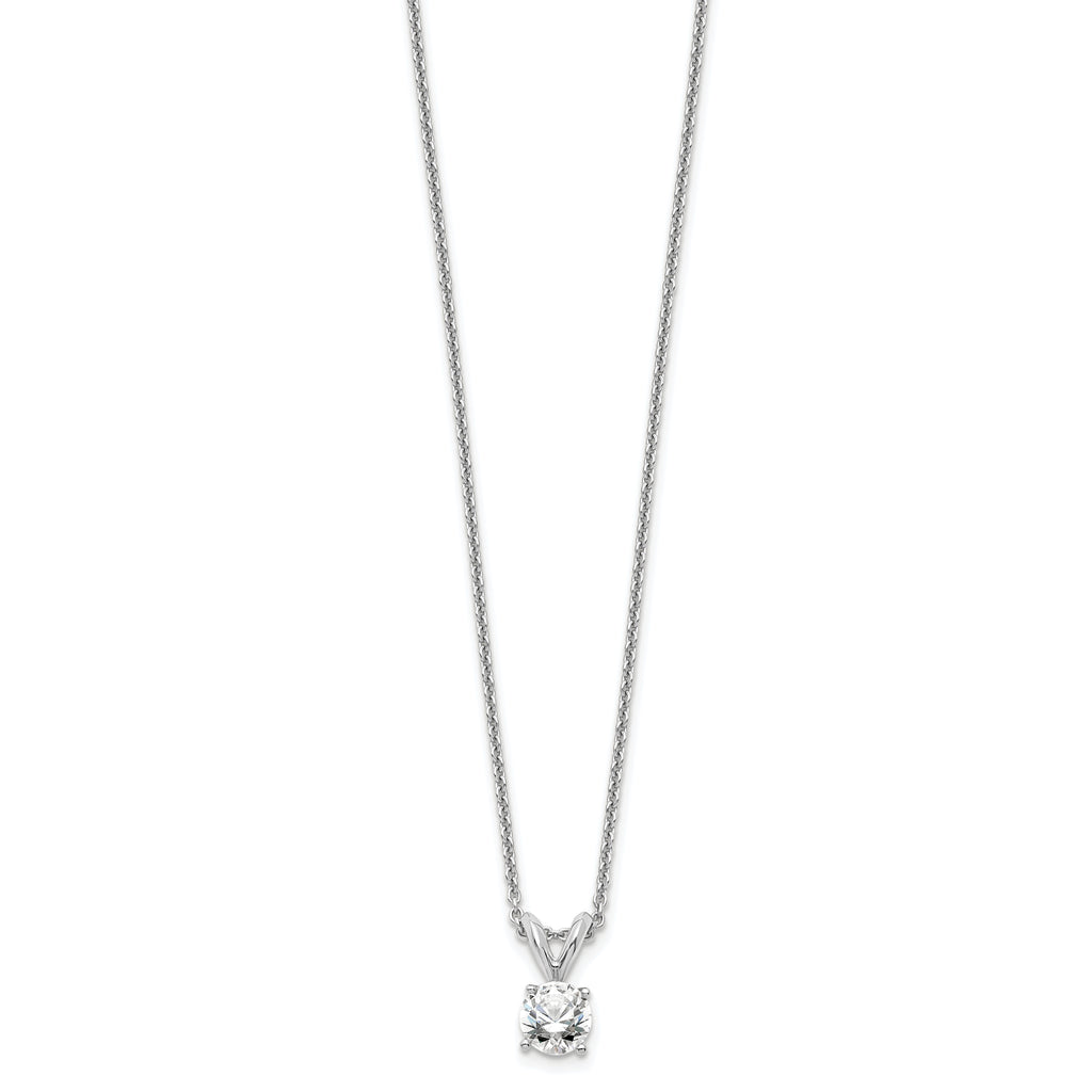 14k White Gold 1/3 carat Lab Grown Diamond VS+ F+ Round Complete Four Prong 18 inch Solitaire Pendant Necklace