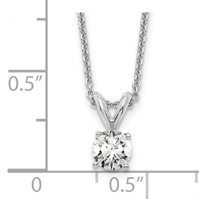 14k White Gold 1/3 carat Certified Lab Grown Diamond VS+ F+ Round Complete Four Prong 18 inch Solitaire Pendant Necklace