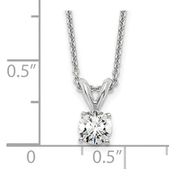 14k White Gold 1/3 carat Lab Grown Diamond VS+ F+ Round Complete Four Prong 18 inch Solitaire Pendant Necklace