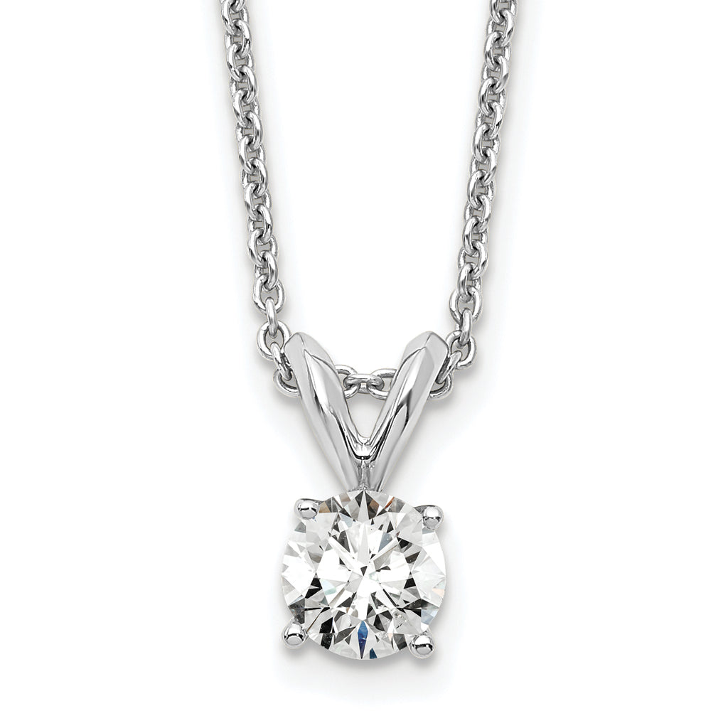 14k White Gold 1/3 carat Lab Grown Diamond VS+ F+ Round Complete Four Prong 18 inch Solitaire Pendant Necklace