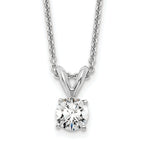 14k White Gold 1/3 carat Lab Grown Diamond VS+ F+ Round Complete Four Prong 18 inch Solitaire Pendant Necklace