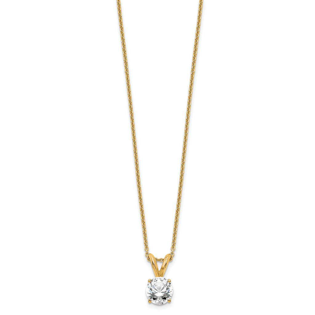 14k 1/2 carat Certified Lab Grown Diamond VS+ F+ Round Complete Four Prong 18 inch Solitaire Pendant Necklace