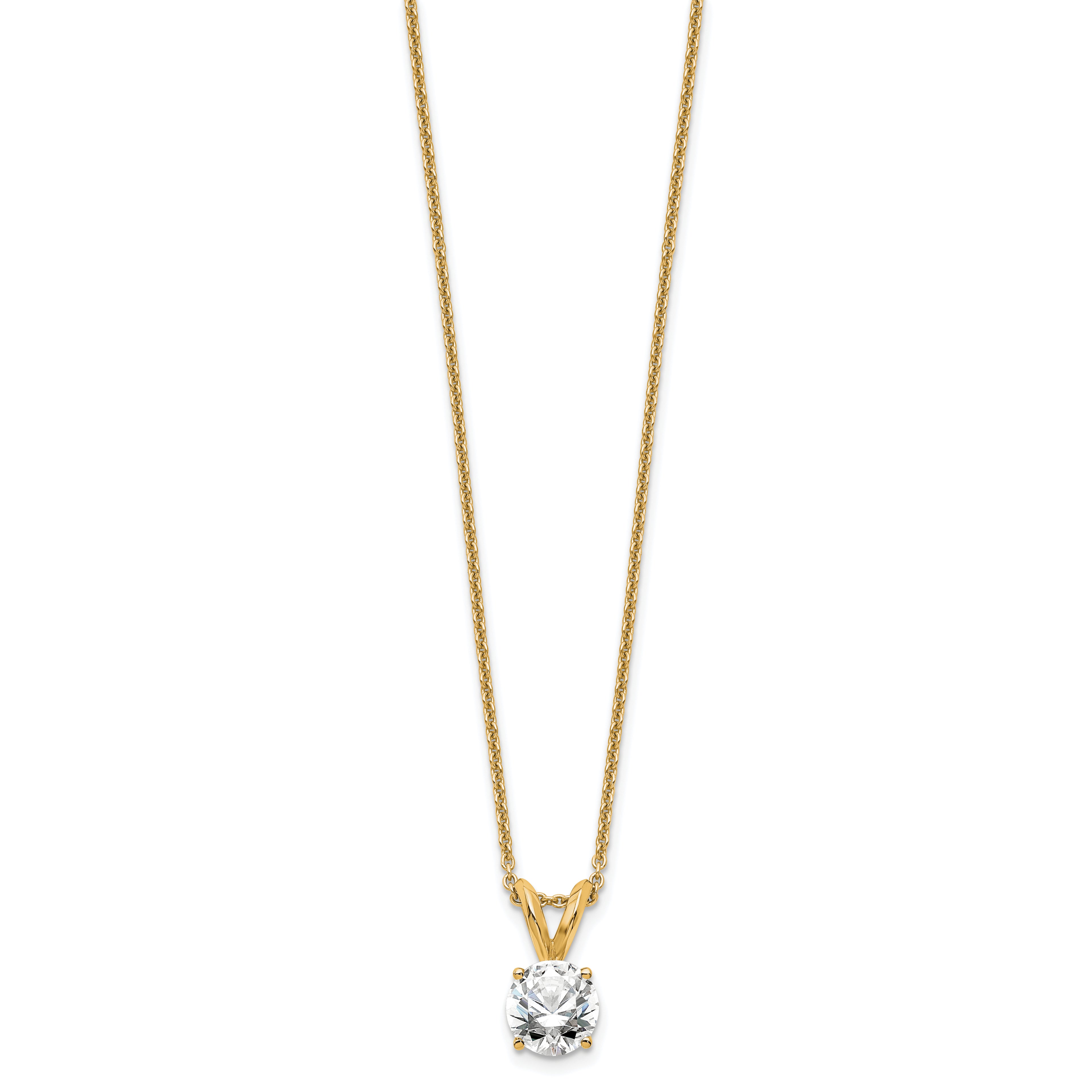 14k 1/2 carat Certified Lab Grown Diamond VS+ F+ Round Complete Four Prong 18 inch Solitaire Pendant Necklace