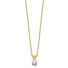 14k 1/2 carat Lab Grown Diamond VS+ F+ Round Complete Four Prong 18 inch Solitaire Pendant Necklace