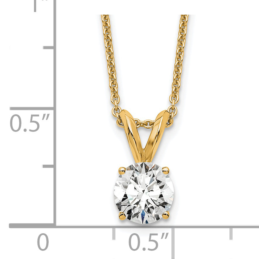 14k 1/2 carat Lab Grown Diamond VS/SI+ G+ Round Complete Four Prong 18 inch Solitaire Pendant Necklace