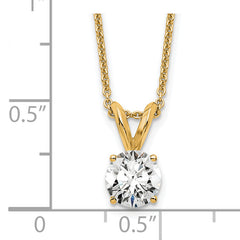14k 1/2 carat Lab Grown Diamond VS/SI+ G+ Round Complete Four Prong 18 inch Solitaire Pendant Necklace