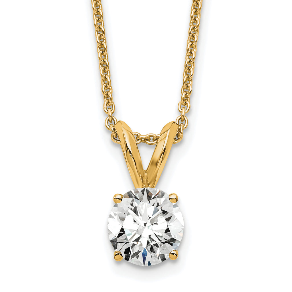 14k 1/2 carat Certified Lab Grown Diamond VS+ F+ Round Complete Four Prong 18 inch Solitaire Pendant Necklace