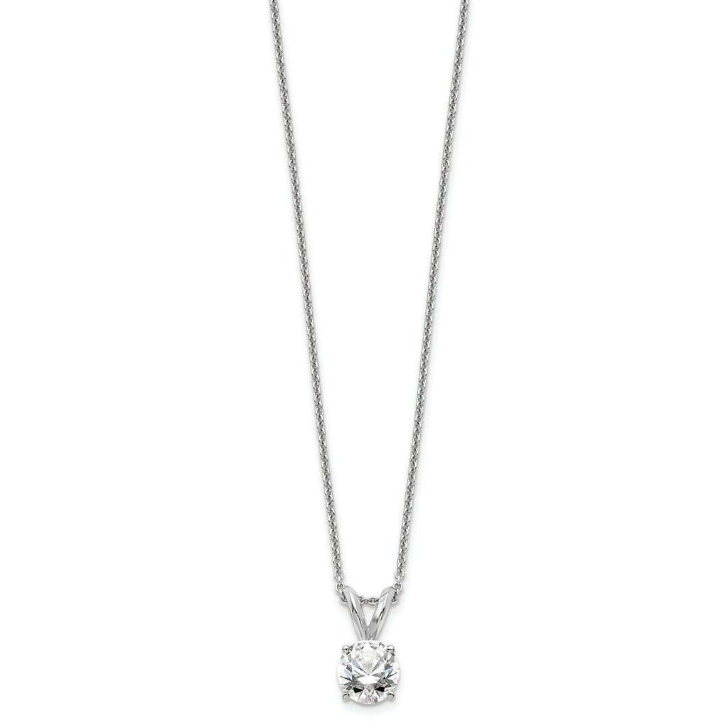 14k White Gold 1/2 carat Certified Lab Grown Diamond VS+ F+ Round Complete Four Prong 18 inch Solitaire Pendant Necklace