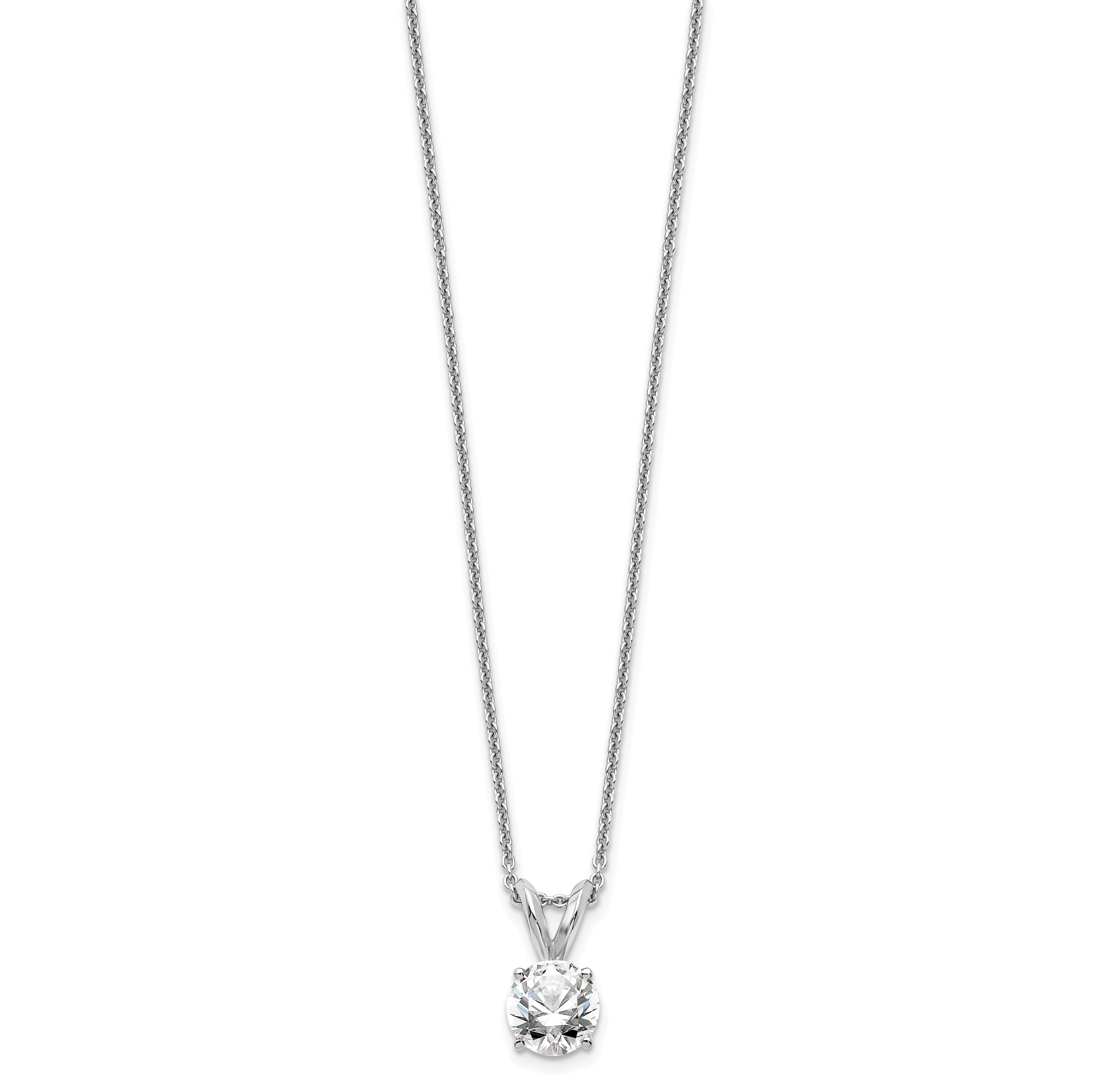 14k White Gold 1/2 carat Lab Grown Diamond VS+ F+ Round Complete Four Prong 18 inch Solitaire Pendant Necklace