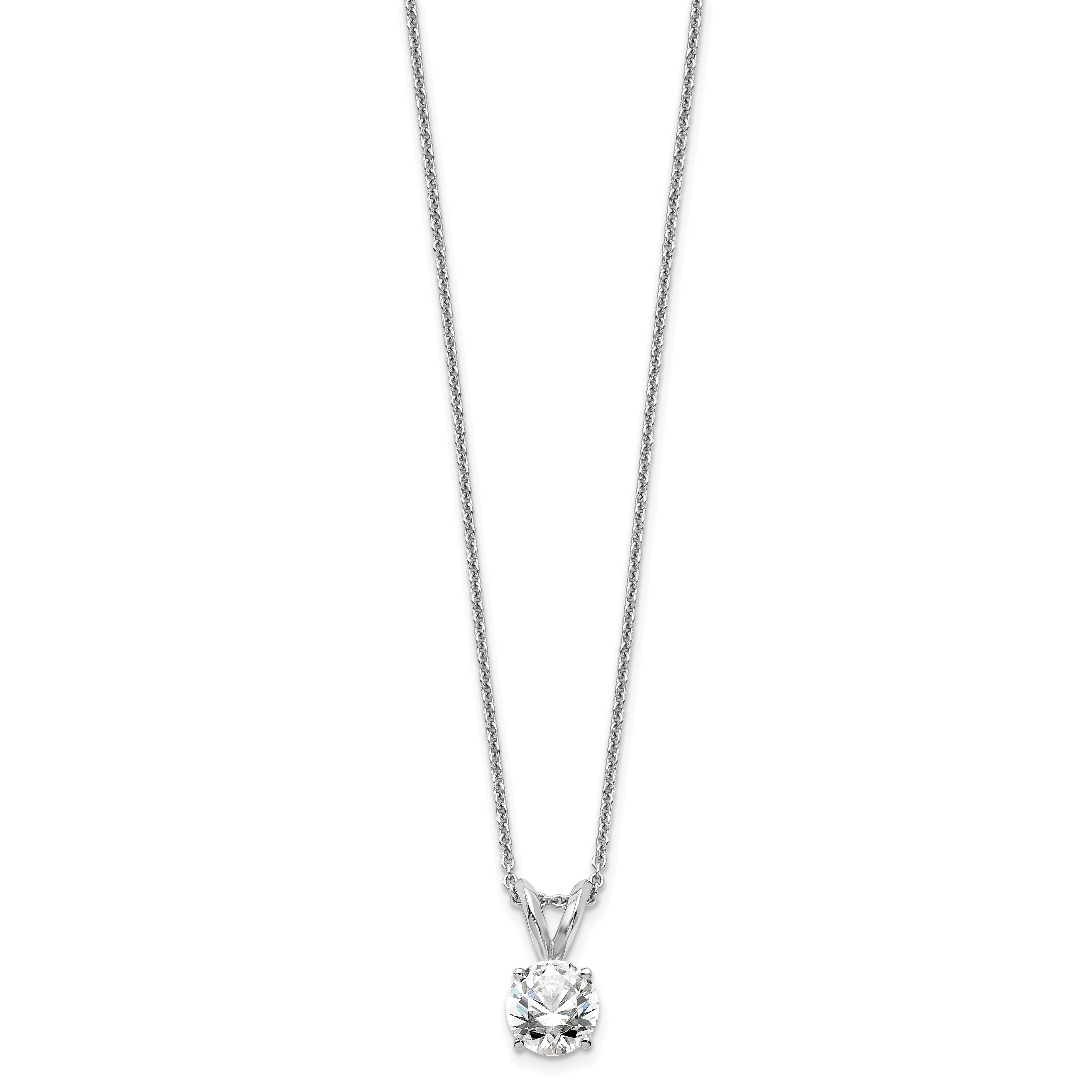 14k White Gold 1/2 carat Lab Grown Diamond VS+ F+ Round Complete Four Prong 18 inch Solitaire Pendant Necklace